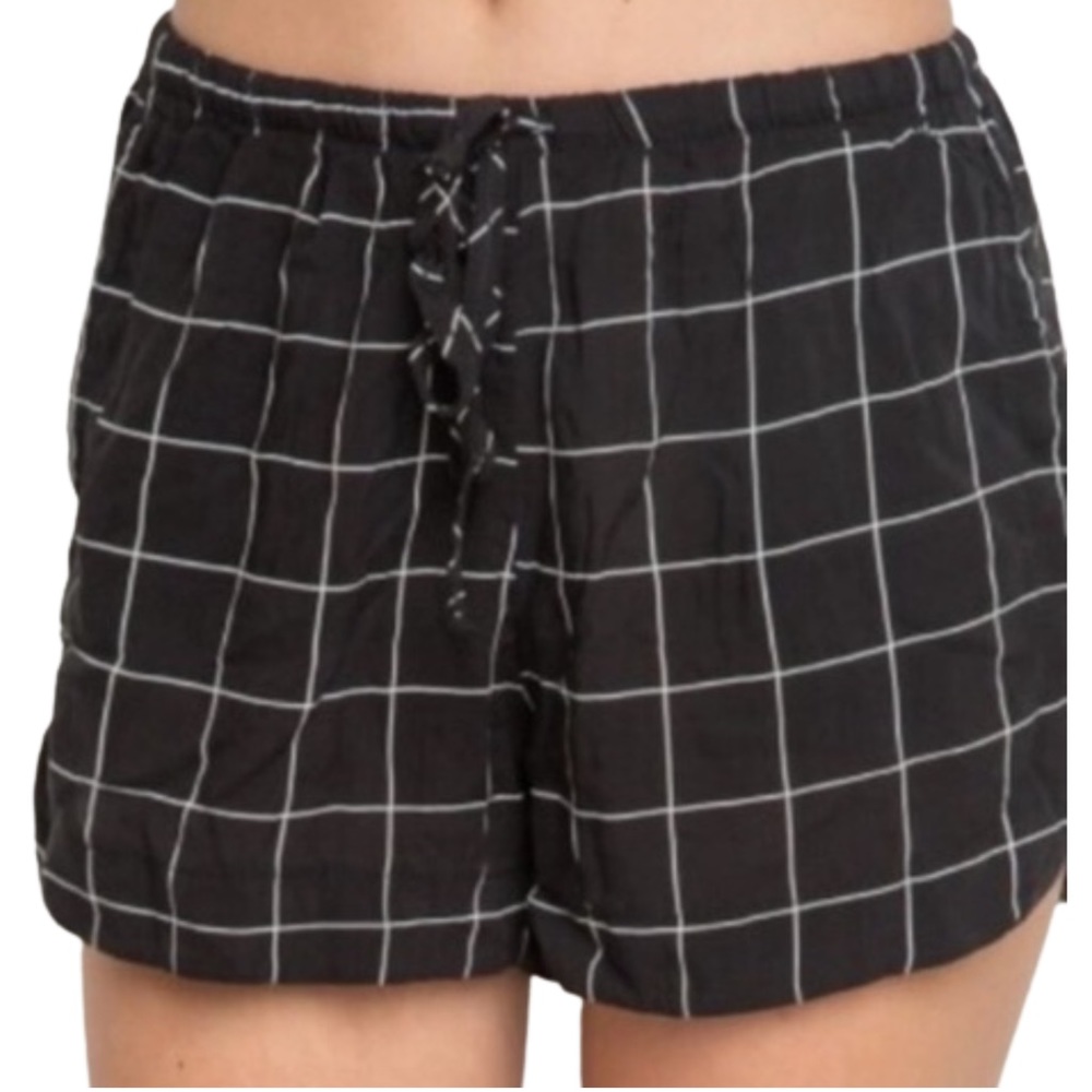 Brandy Melville Black Grid Eve Drawstring Shorts